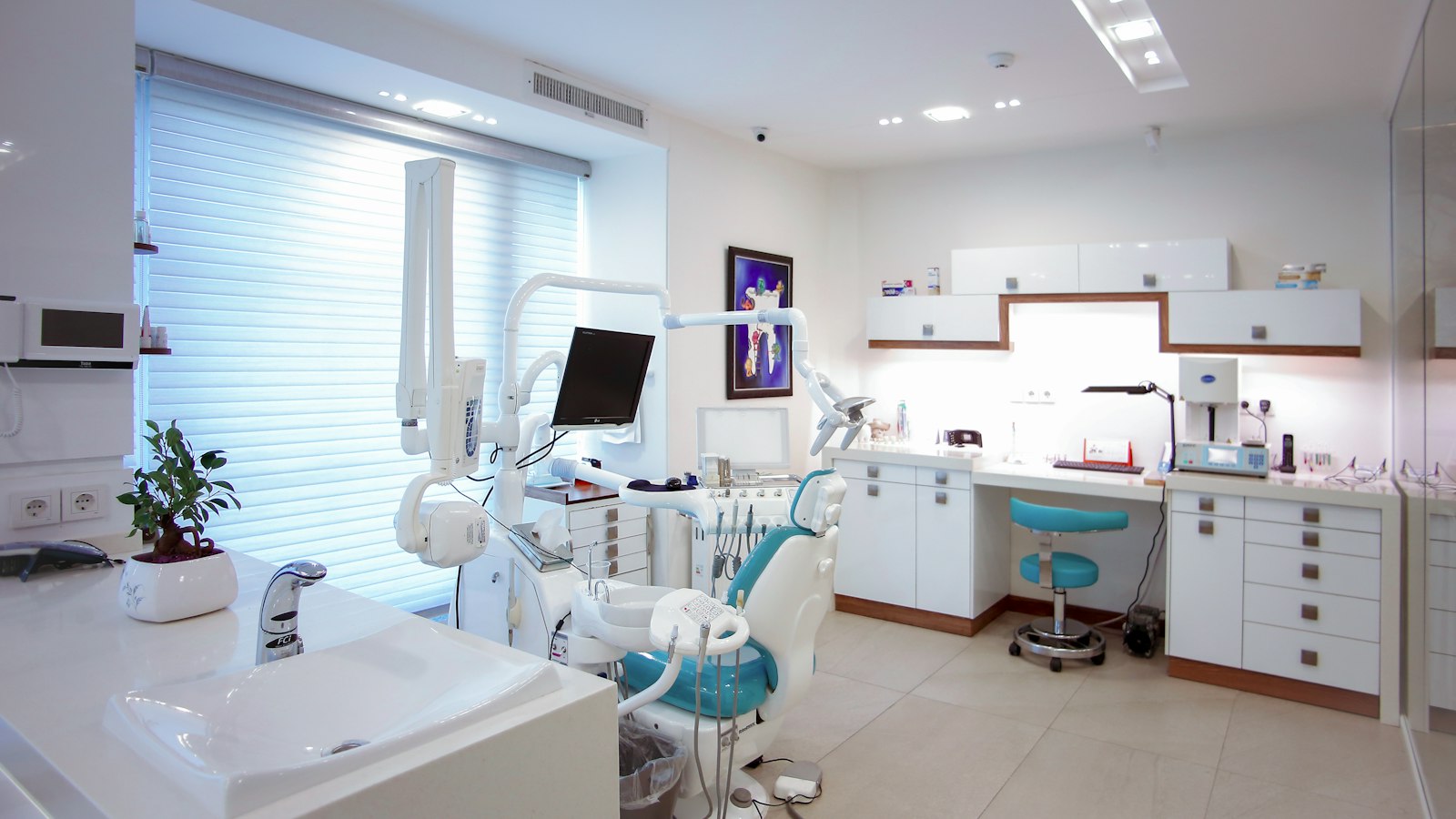 Modern dental clinic with dental chair and equipment