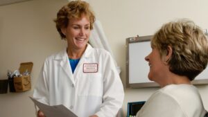 Doctor talking with a patient during a health check-up
